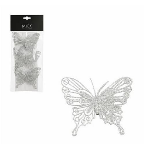 Schmetterling auf Clip silber 10cm x3