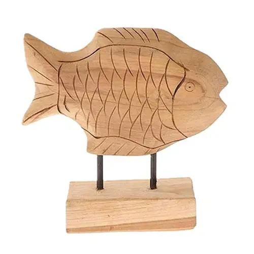 Teakholz Fisch natur 29x29cm