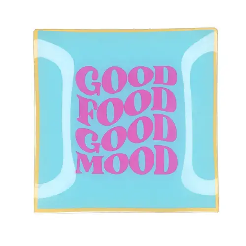 Teller Viereck Good Food blau 18x18x02cm