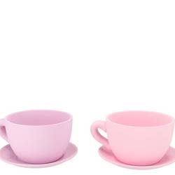 Keramik Übertopf Tasse Chai mix rosa 19x15x10cm