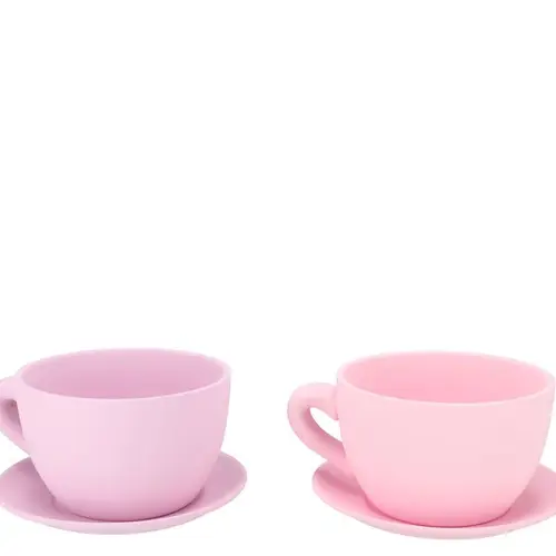 Keramik Übertopf Tasse Chai mix rosa 19x15x10cm