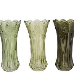 Glas Vase Delight Tulpe mix grün 13x25cm