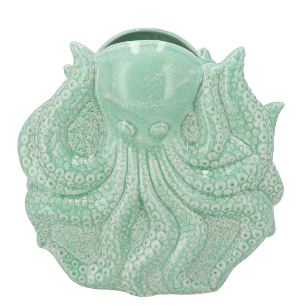 Keramik Vase Octopus grün 17x08x17cm