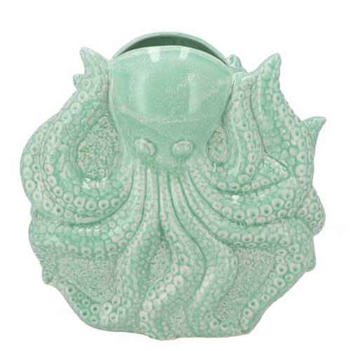 Keramik Vase Octopus grün 17x08x17cm