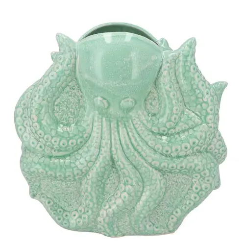 Keramik Vase Octopus grün 17x08x17cm