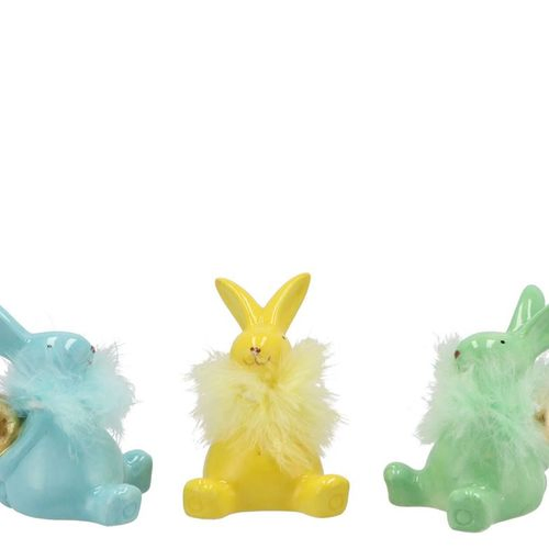 Hase flauschig klein blau mix  8x7x7cm