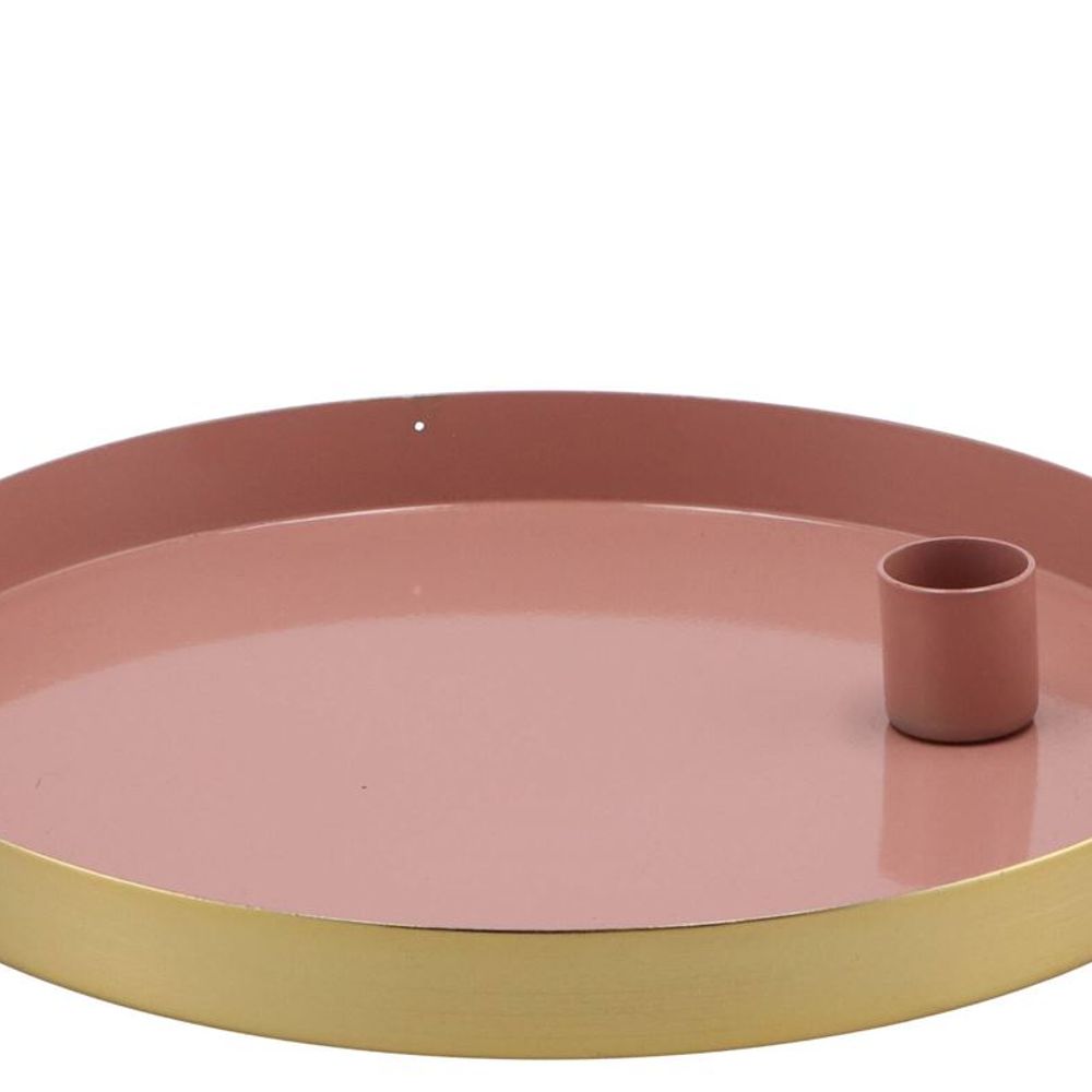 Kerzenständer Teller rosa 22x2,5cm