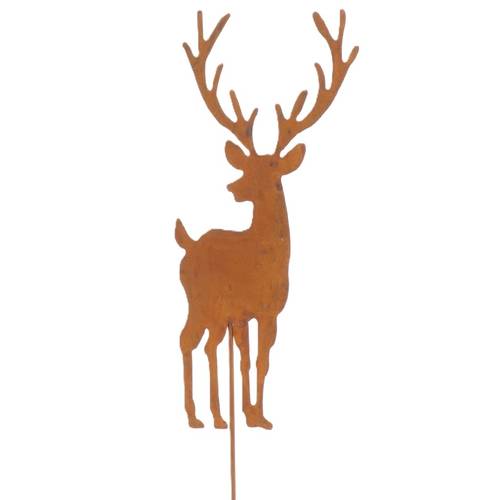 Hirsch auf Stab rost L45cm D8.5cm