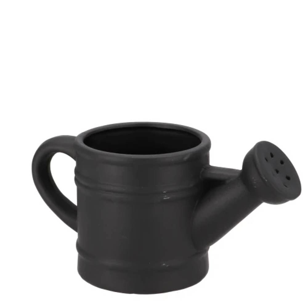 Keramik Übertopf Giesskanne schwarz 22x11x11cm