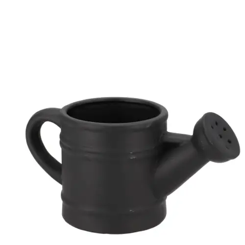 Keramik Übertopf Giesskanne schwarz 22x11x11cm