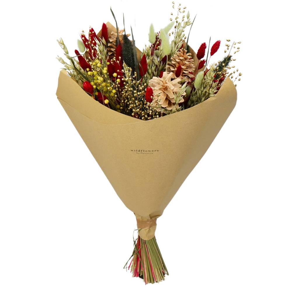 Trockenblumen Strauss Classic dunkel rot L60cm