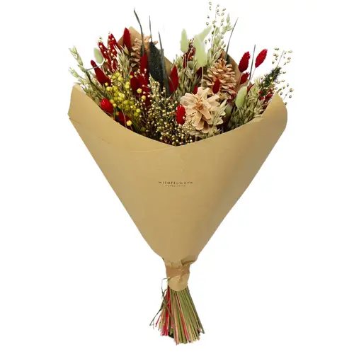 Trockenblumen Strauss Classic dunkel rot L60cm