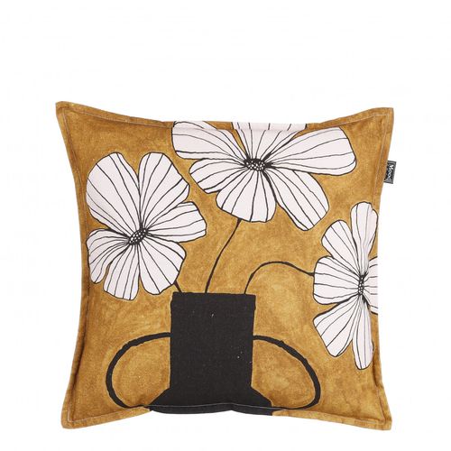 Kissen Blumen ocker 45x45cm