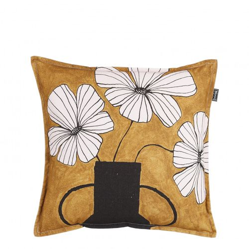 Kissen Blumen ocker 45x45cm