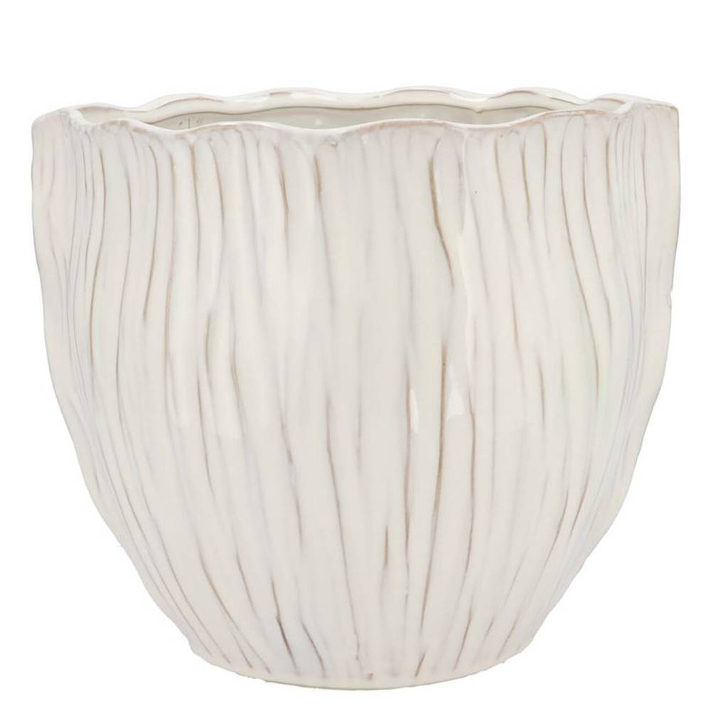 Keramik Übertopf Lima Rund weiss 22x22x19cm