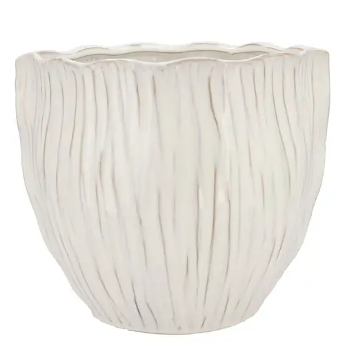 Keramik Übertopf Lima Rund weiss 22x22x19cm