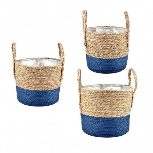 Korb Henkel Zinzi blau/natur 3/Set 32*26cm