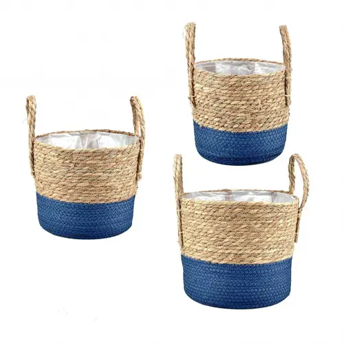 Korb Henkel Zinzi blau/natur 3/Set 32*26cm