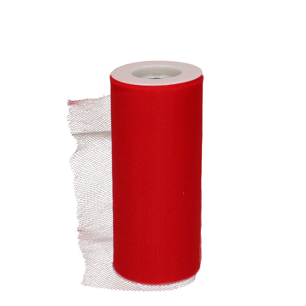 Dekostoff Band 150mm Tule rot 23m
