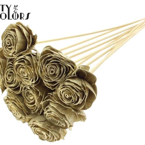 Trocken Shola Rose auf Stab gold L50cm D06cm