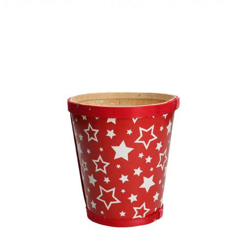 Holz Topf Stars rot D13cm H14cm