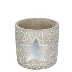 Keramik Übertopf Stern silber D14cm H13cm