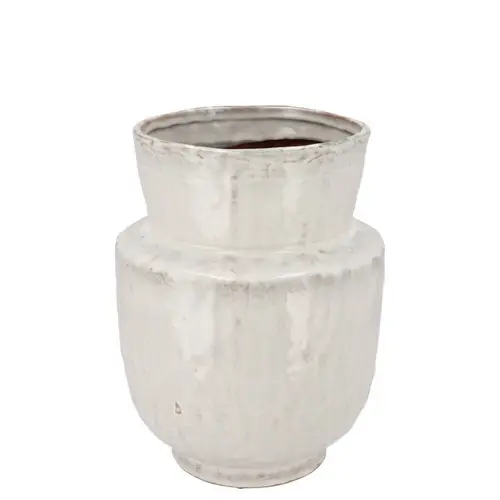 Keramik Vase Iron Stone weiss 18x18x22cm