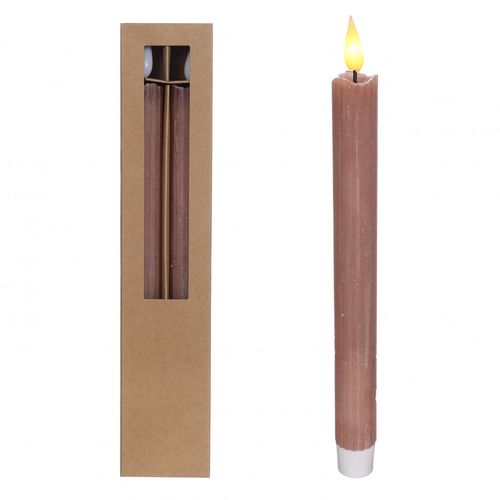 LED Tischkerze rosa D2.1cm L25cm 2st ex.AAA