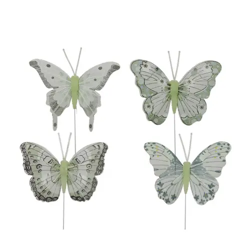 Schmetterling auf Draht mix grün 08cm x12 