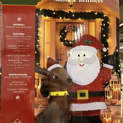 Aufblasbar Santa+Rentier LED 155x70x183cm +Motor