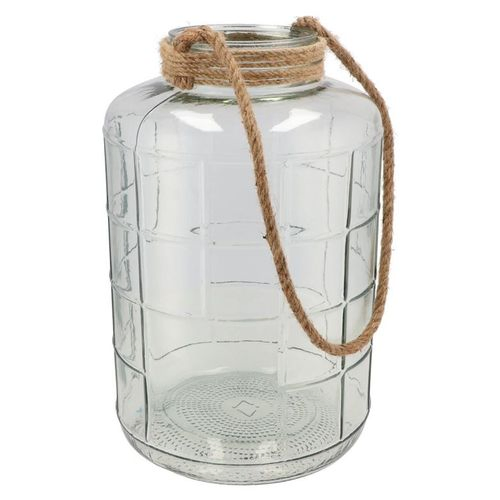 Glas Windlicht Mykonos mit Seil D26cm H40cm