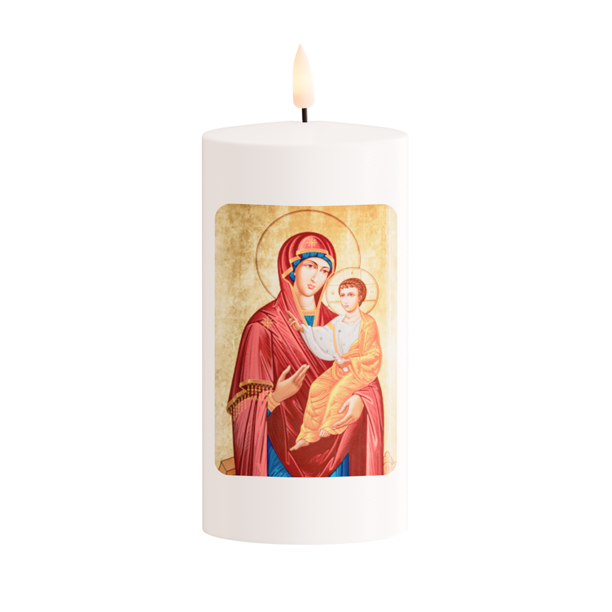 LED Grabkerze Mary&Jesus D07.5cm H15cm exkl.Batt.