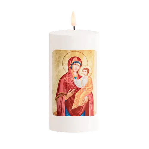 LED Grabkerze Mary&Jesus D07.5cm H15cm exkl.Batt.