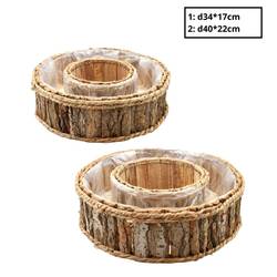 Holz Tray Ring 2/Set braun D40cm H22cm
