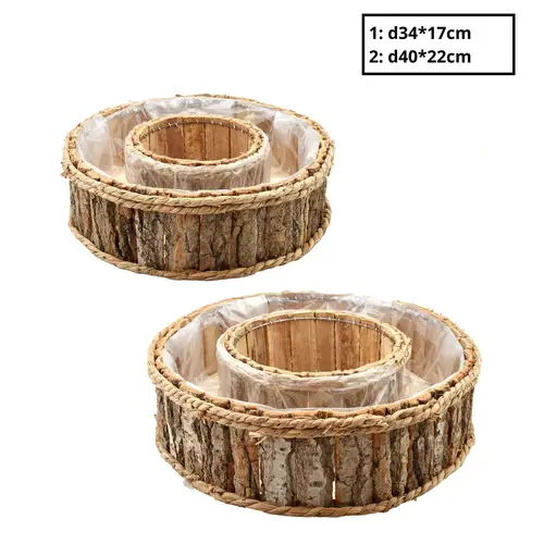 Holz Tray Ring 2/Set braun D40cm H22cm