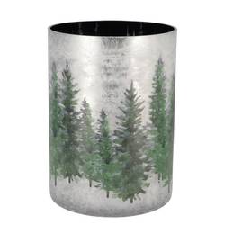 Glas Teelicht Ruby Wald silber 18x24cm