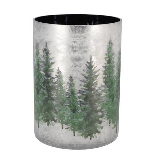Glas Teelicht Ruby Wald silber 18x24cm