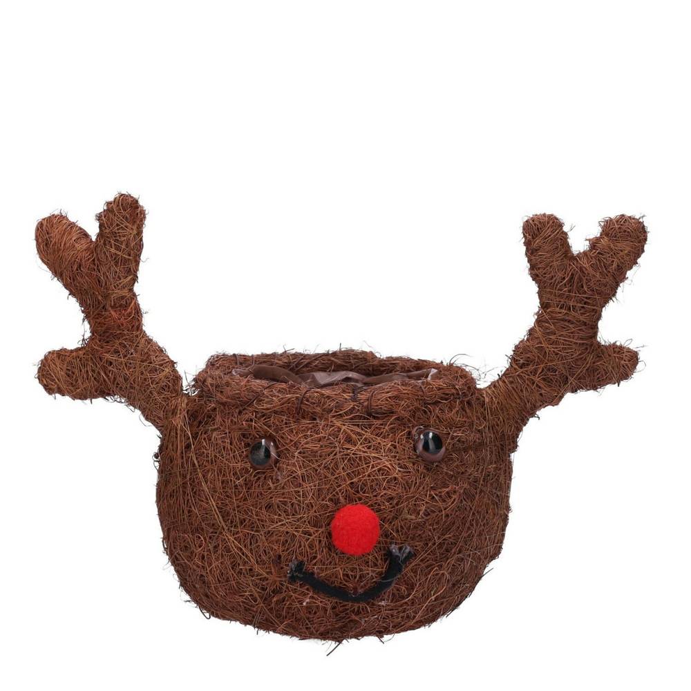 Übertopf Rentier Natur braun 27x15x11cm