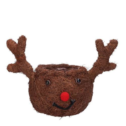 Übertopf Rentier Natur braun 27x15x11cm