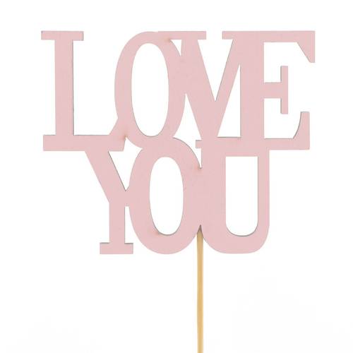Love You auf Stab rosa L10cm D09.5cm