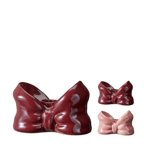 Kerzenständer Schleife rosa mix 11x06x08cm 
