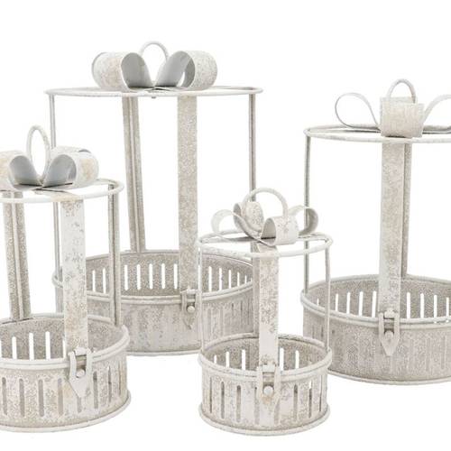 Laterne Schleife weiss 4/Set 25x34/20x30/15x26/12x21cm