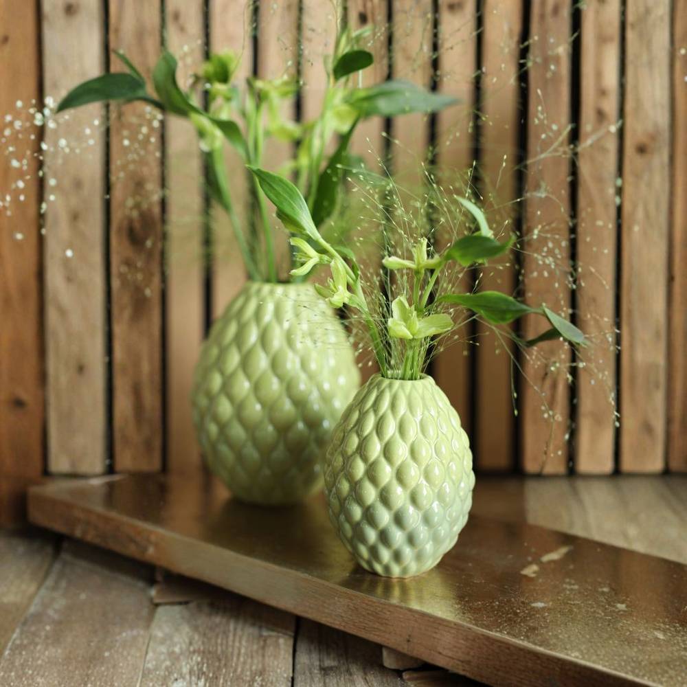 Keramik Vase Bubbles grün D02cm/08.5cm H11cm