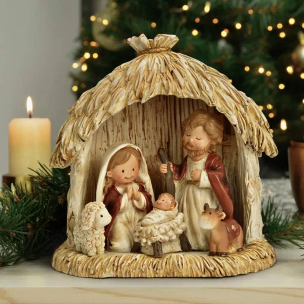 Krippenszene aus Poly 10x10x05cm