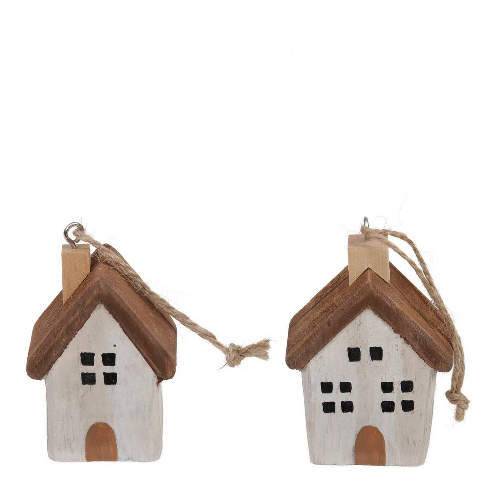 Hänger Haus Holz mix braun 05x03.5x07cm