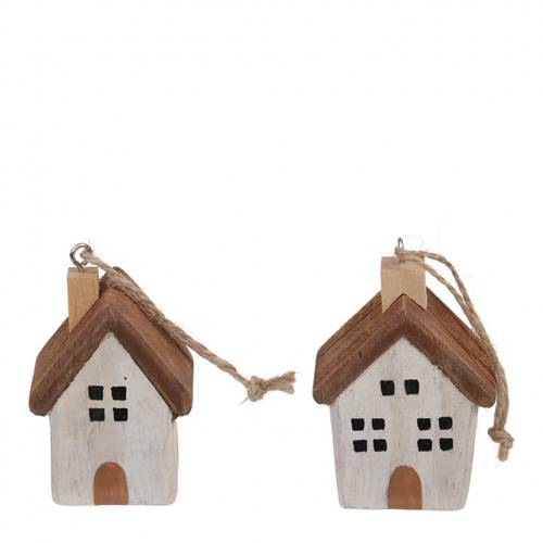 Hänger Haus Holz mix braun 05x03.5x07cm