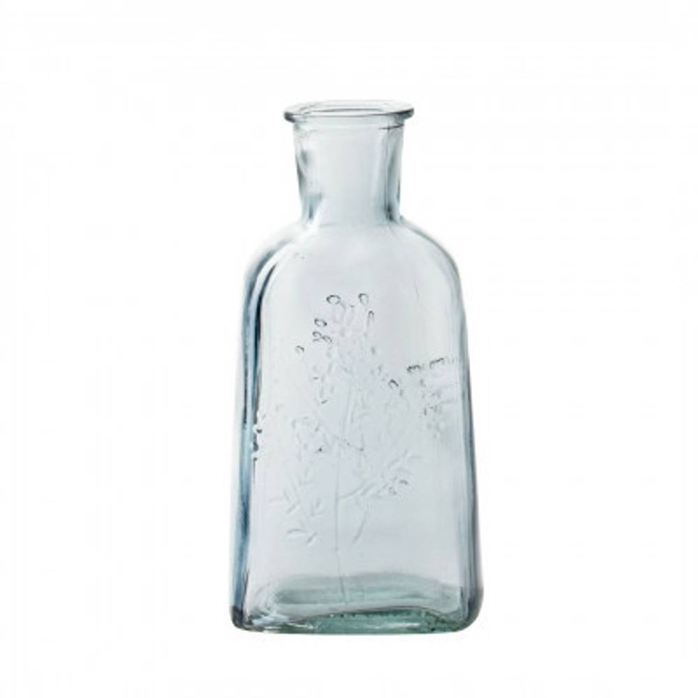 Glas Flasche Blume blau D03/09cm H19cm