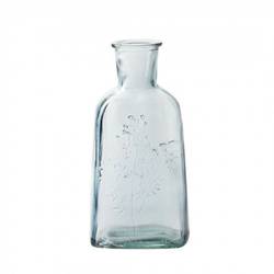 Glas Flasche Blume blau D03/09cm H19cm