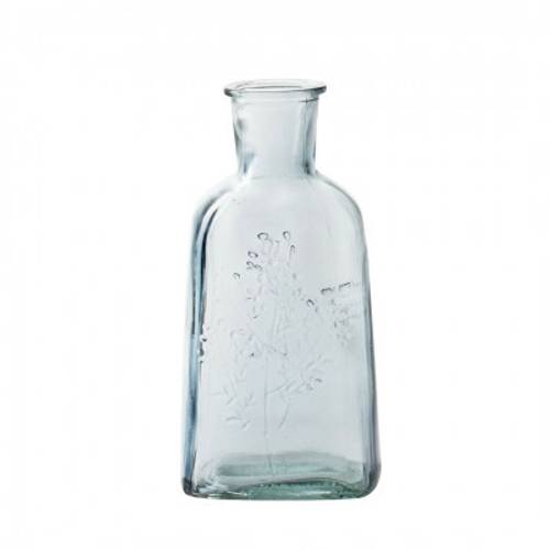 Glas Flasche Blume blau D03/09cm H19cm