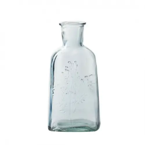 Glas Flasche Blume blau D03/09cm H19cm